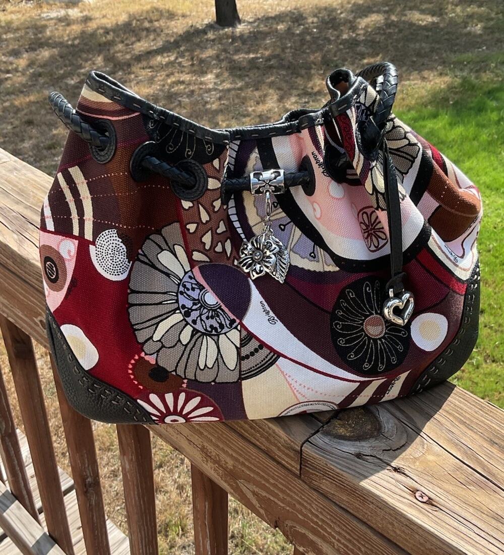 Brighton Floral Canvas & Leather Shoulder Bag Satchel Purse D659240
